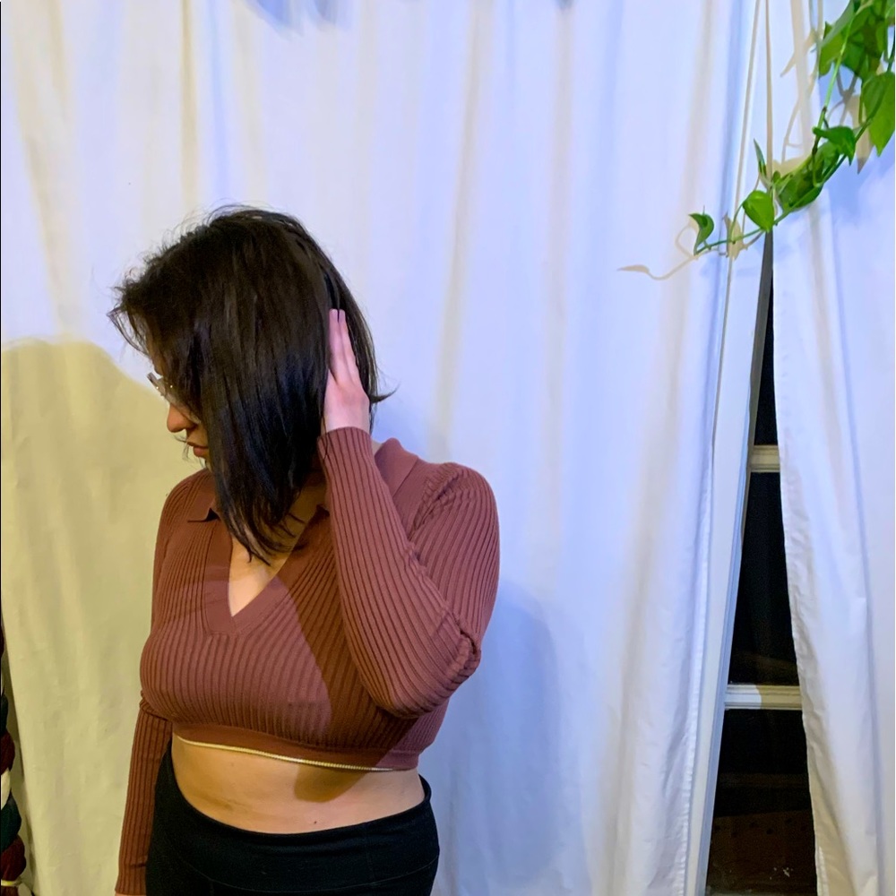 Mauve Collared Crop Top